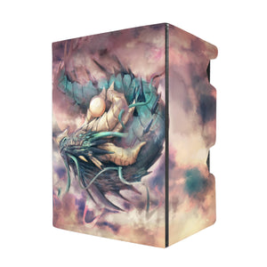 Here's another quality black deck box from LDB Duel featuring our exclusive Sky God Dragon art. Fits all types of trading card games, including Pokémon, Yu-Gi-Oh! and Magic The Gathering. The perfect card holder for the TCG player safely holds up to 100 double-sleeved cards. EVEN in extra thick sleeves. Comes with a pull-out dice tray. Slifer-yugioh-mtg-pokemon-tcg-accessories-card-storage-LDB-Duel