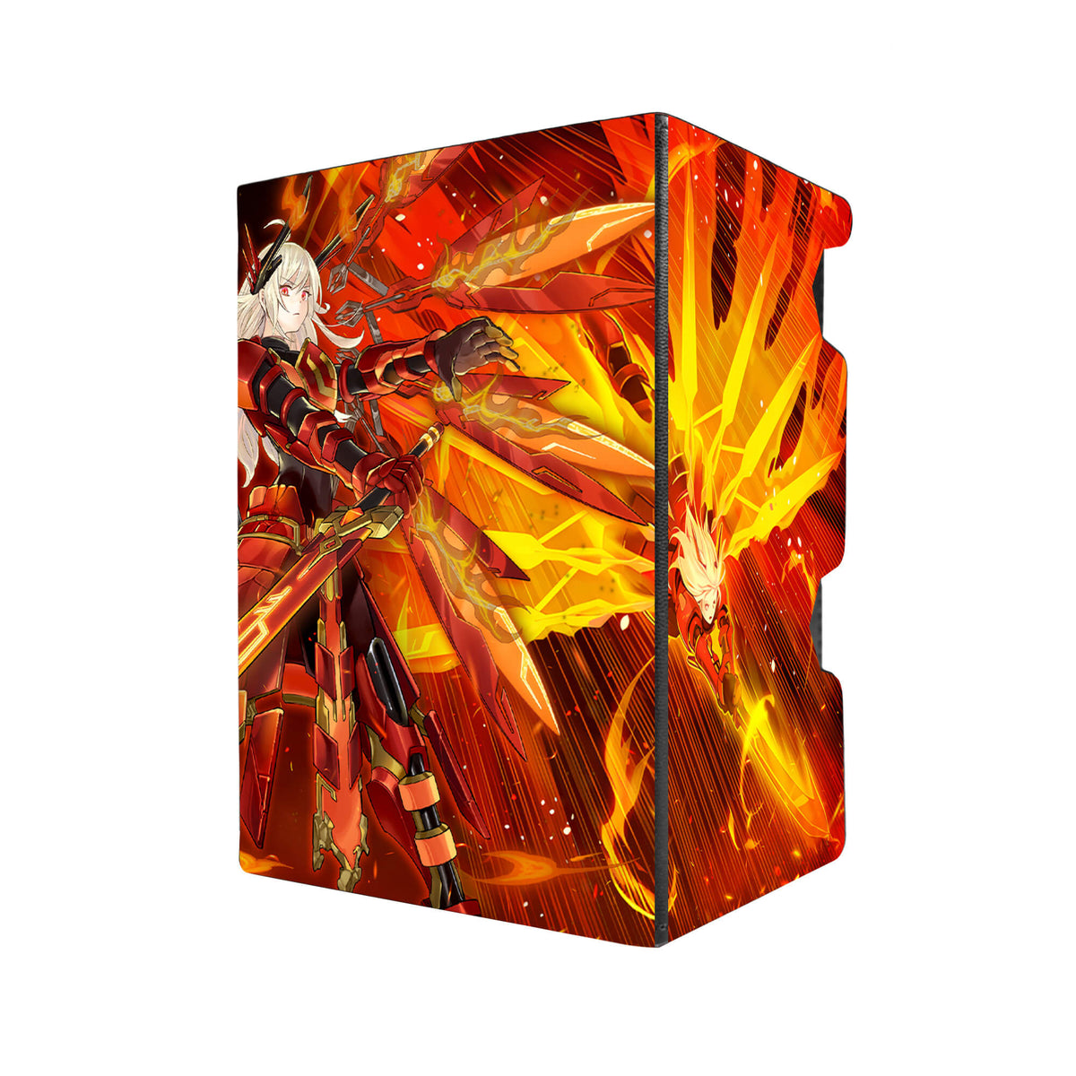 Here's another quality black deck box from LDB Duel featuring our exclusive Sky Striker Ace - Kagari art. Fits all types of trading card games, including Pokémon, Yu-Gi-Oh! and Magic The Gathering. The perfect card holder for the TCG player safely holds up to 100 double-sleeved cards. EVEN in extra thick sleeves. Comes with a pull-out dice tray. Sky-Striker-yugioh-tcg-accessories-card-storage-LDB-Duel