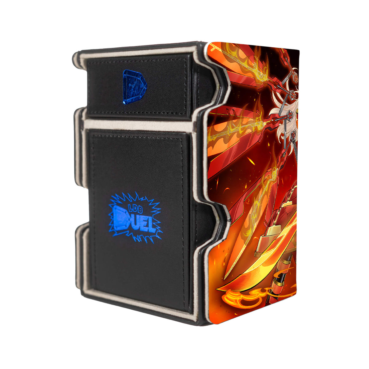 Here is the Right View of the Sky Striker Ace - Kagari Mach 3 Black Deck Box. Camellia-yugioh-deck-tray-dice-tray-LDB-Duel