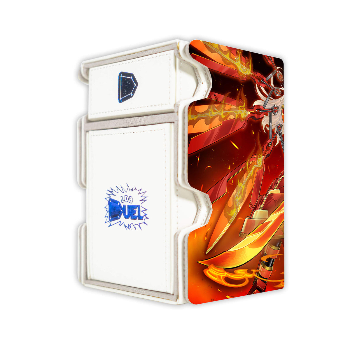 Here is the Right View of the Sky Striker Ace - Kagari Mach 3 White Deck Box. Azalea-yugioh-deck-tray-dice-tray-LDB-Duel