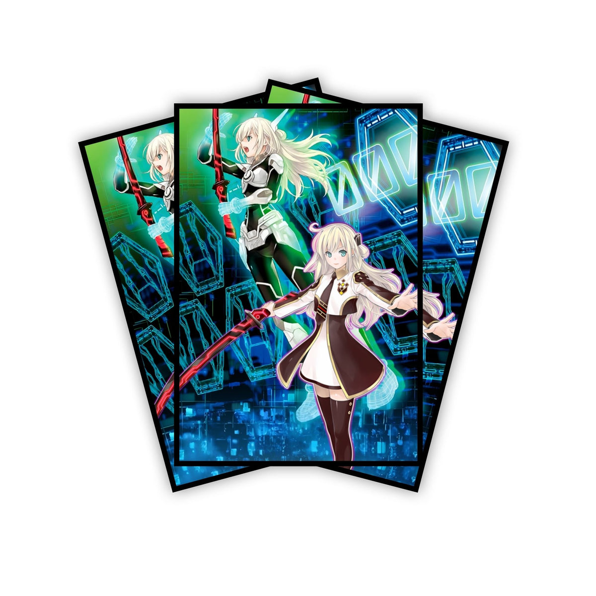 Enhance your cards with our elegant black border card sleeves, featuring a sleek, sophisticated design for a bold, modern aesthetic. From LDB Duel. Perfect for showcasing your collection, these sleeves are printed with our exclusive Sky Striker Ace - Raye design. Sky-Striker-yugioh-mtg-pokemon-card-protection-standard-japanese-dragon-shield-LDB-Duel-black