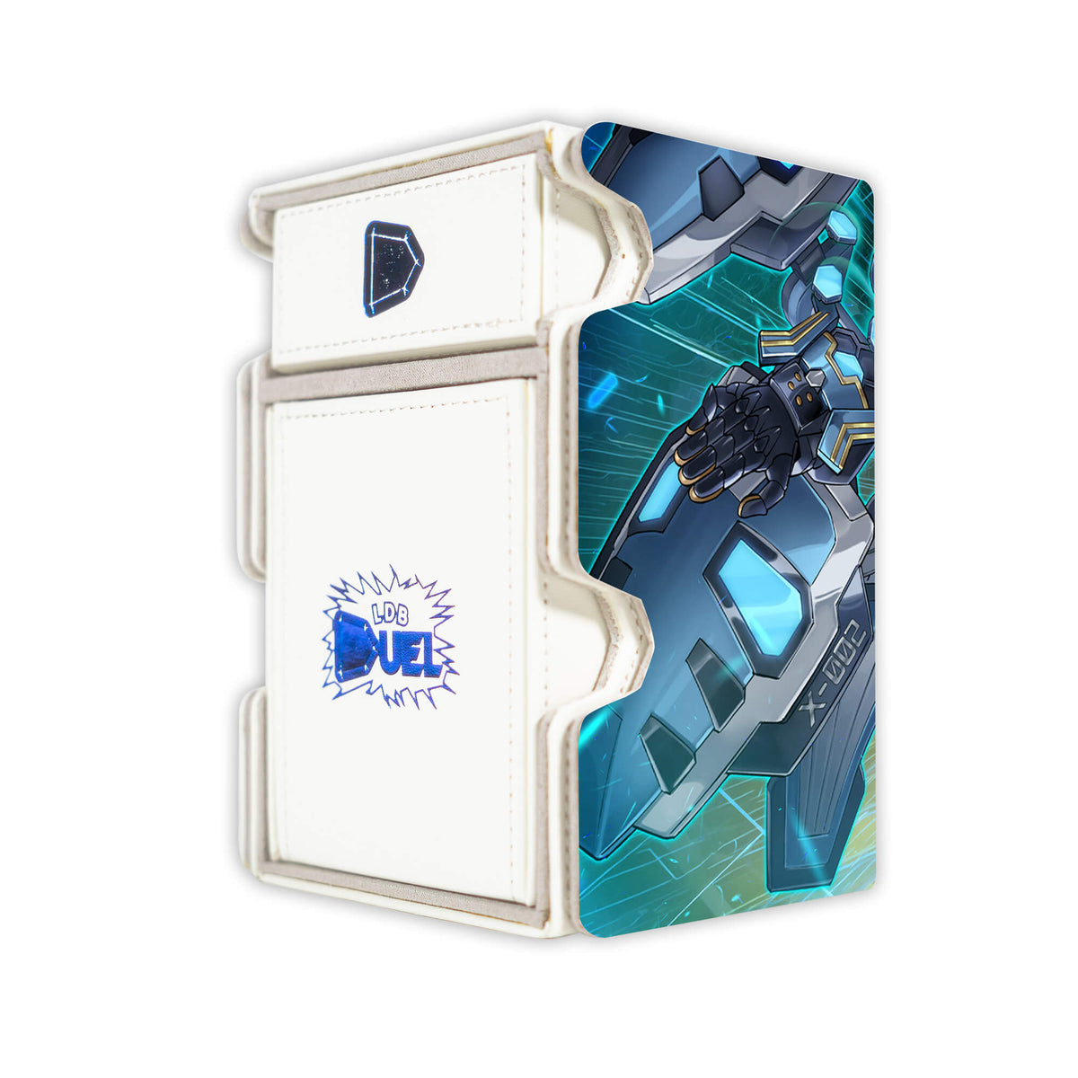 Here is the Right View of the Sky Striker Ace - Shizuku Mach 3 White Deck Box. Azalea-yugioh-deck-tray-dice-tray-LDB-Duel