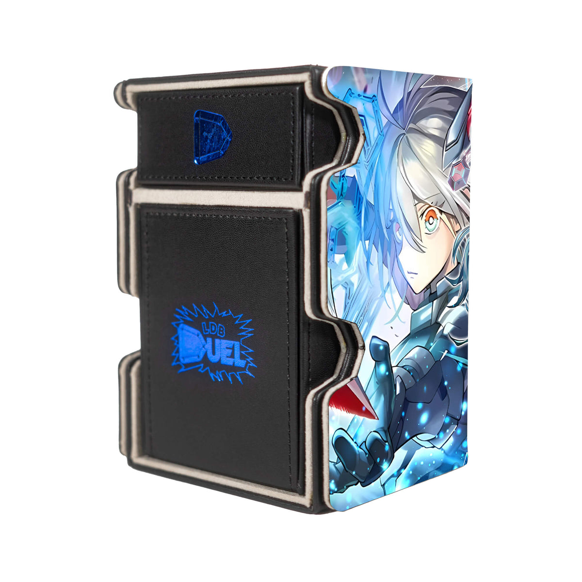 Here is the Right View of the Sky Striker Ace - Zero Mach 3 Black Deck Box. Shizuku-yugioh-deck-tray-dice-tray-LDB-Duel