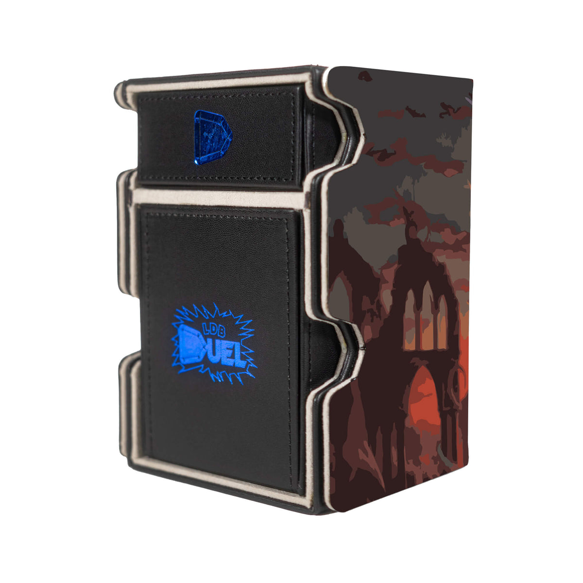 Here is the Right View of the Sliver Gravemother Mach 3 Black Deck Box. Legendary-Creature-mtg-deck-tray-dice-tray-LDB-Duel