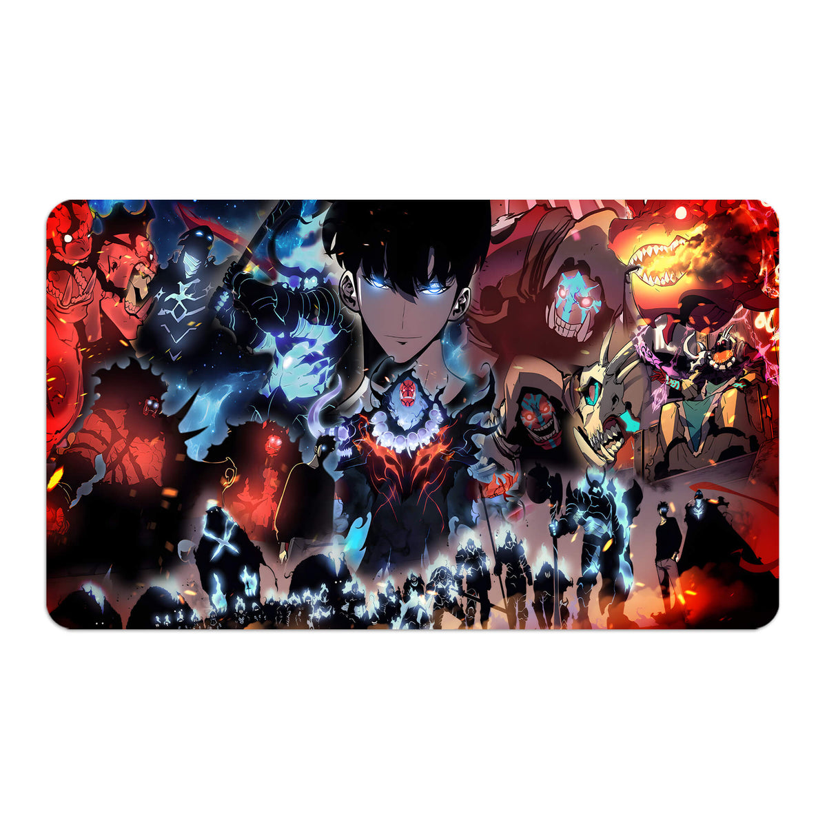 Transform your dueling experience with LDB Duel featuring our exclusive art Solo Leveling: Shadow Shaman playmat! Featuring a soft cloth top for smooth card movement and a durable rubber back for a secure grip, this 24x14 inch mat is machine washable and safe for cards and sleeves. Tusk-anime-yugioh-mtg-pokemon-custom-artwork-premium-durable-rubber-ldb-duel