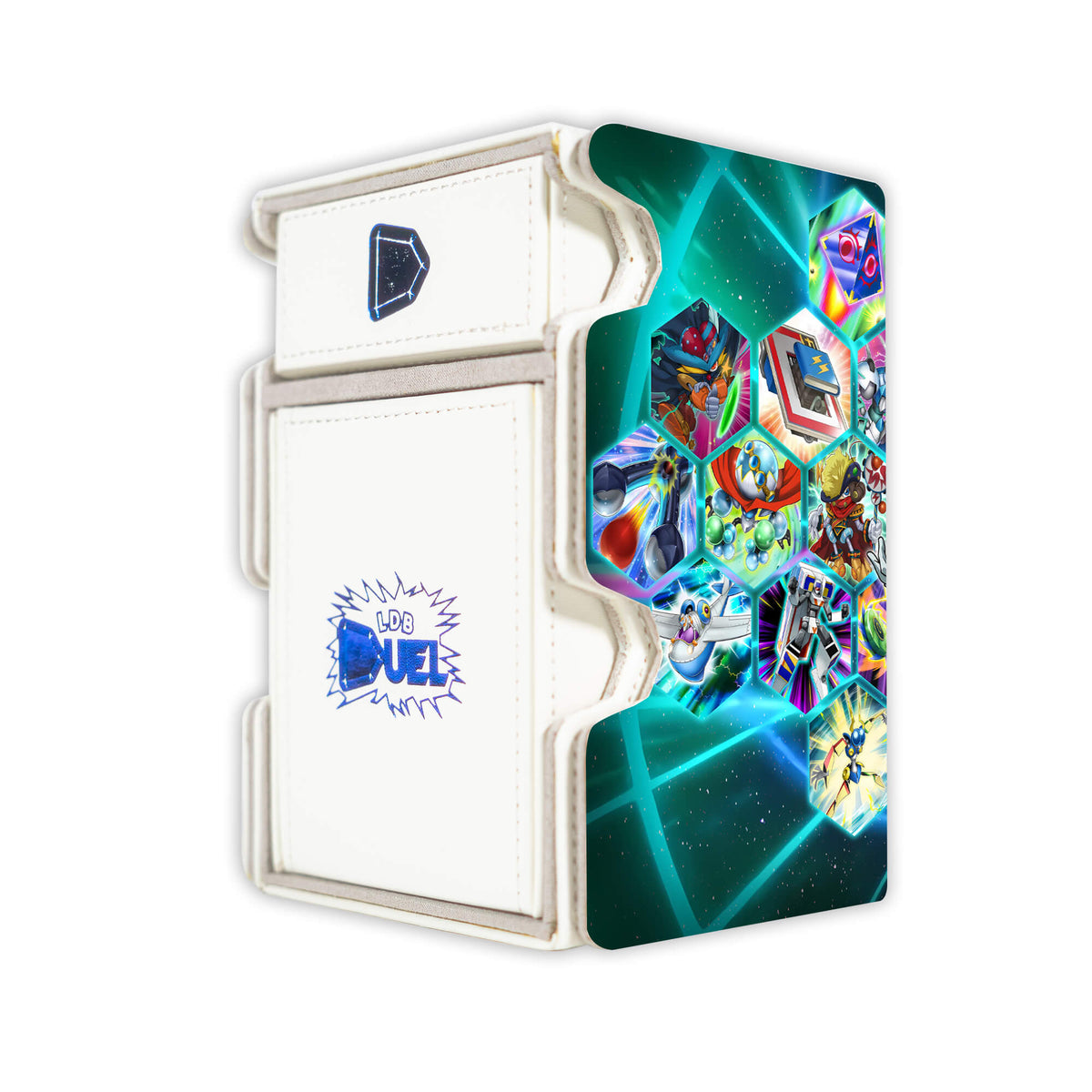 Here is the Right View of the Speedroid Mach 3 White Deck Box. Block-n-Roll-yugioh-deck-tray-dice-tray-LDB-Duel