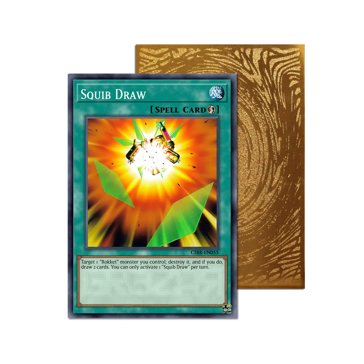 Level up your game with our custom-printed metal orica cards, featuring exclusive Squib Draw artwork in gold metal. Durable, scratch-resistant, and embossed with the iconic Yu-Gi-Oh! card back, these slim orica cards fit perfectly in card sleeves. Playmaker-yugioh-mtg-pokemon-metal-card-embossed-design-custom-artwork-duel-accessories-ldb-duel
