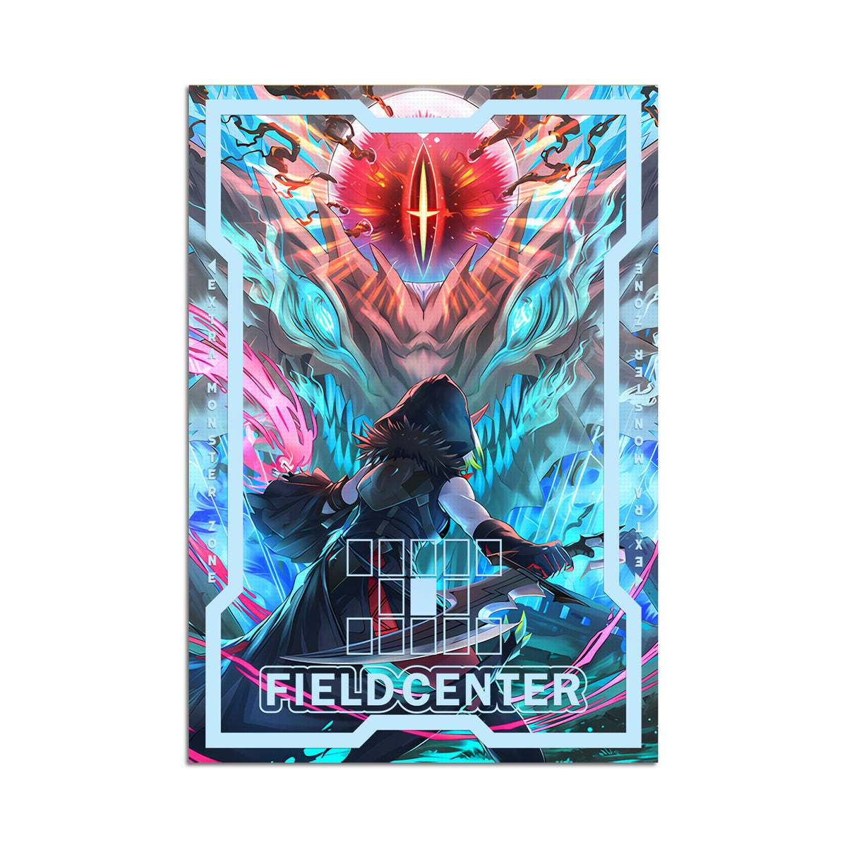 Level up your game with our custom-printed metal field centers from LDB Duel, featuring exclusive Startling Stare of the Snake-Eyes artwork in gold metal. Durable, scratch-resistant, and embossed with the iconic Yu-Gi-Oh! card back, these slim field centers fit perfectly in card sleeves. Snake-yugioh-mtg-pokemon-metal-card-embossed-design-custom-artwork-duel-accessories-ldb-duel