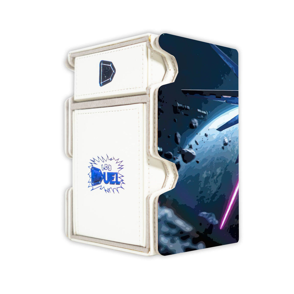 Here is the Right View of the Strike Gundam Mach 3 White Deck Box. Igelstellung-anime-deck-tray-dice-tray-LDB-Duel