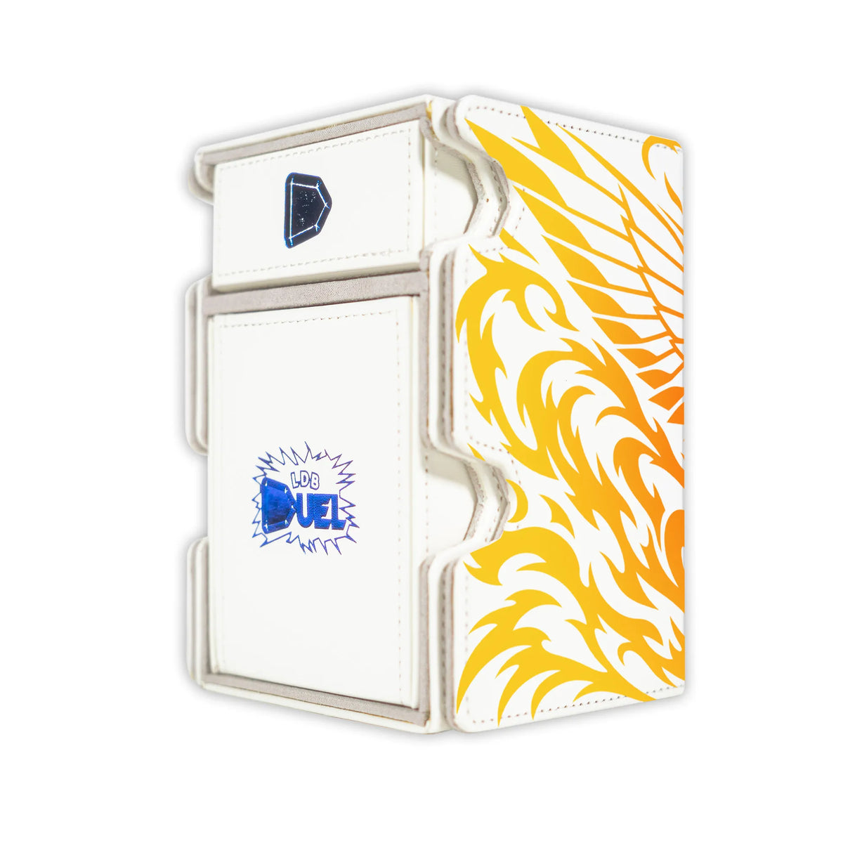 Here is the Right View of the Sun God Dragon Mach 3 White Deck Box. Phoenix-yugioh-deck-tray-dice-tray-LDB-Duel