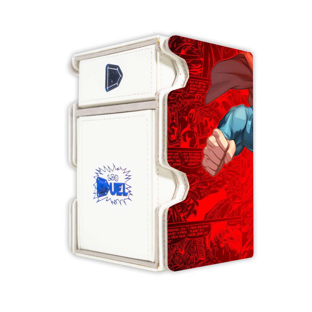 Here is the Right View of the Superman, The Last Son of Krypton Mach 3 White Deck Box. Kryptonite-mtg-deck-tray-dice-tray-LDB-Duel