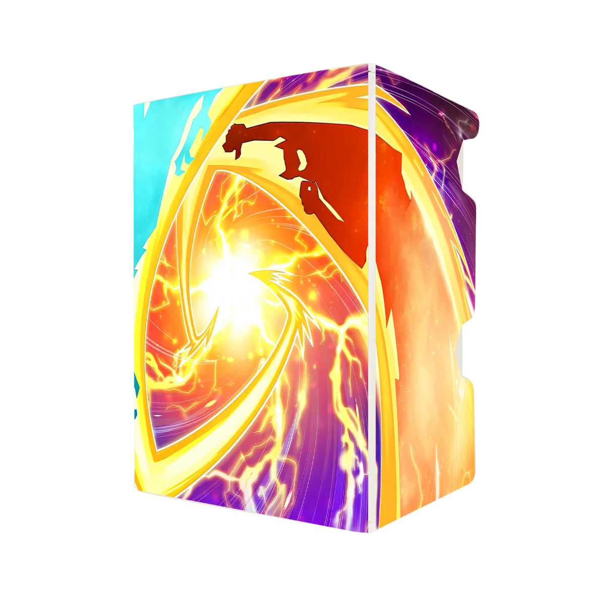 Here's another quality white deck box from LDB Duel featuring our exclusive Surprise Fusion art. Fits all types of trading card games, including Pokémon, Yu-Gi-Oh! and Magic The Gathering. The perfect card holder for the TCG player safely holds up to 100 double-sleeved cards. EVEN in extra thick sleeves. Comes with a pull-out dice tray. Spell-Card-ygo-magic-digimon-card-protector-gaming-accesories-LDB-Duel