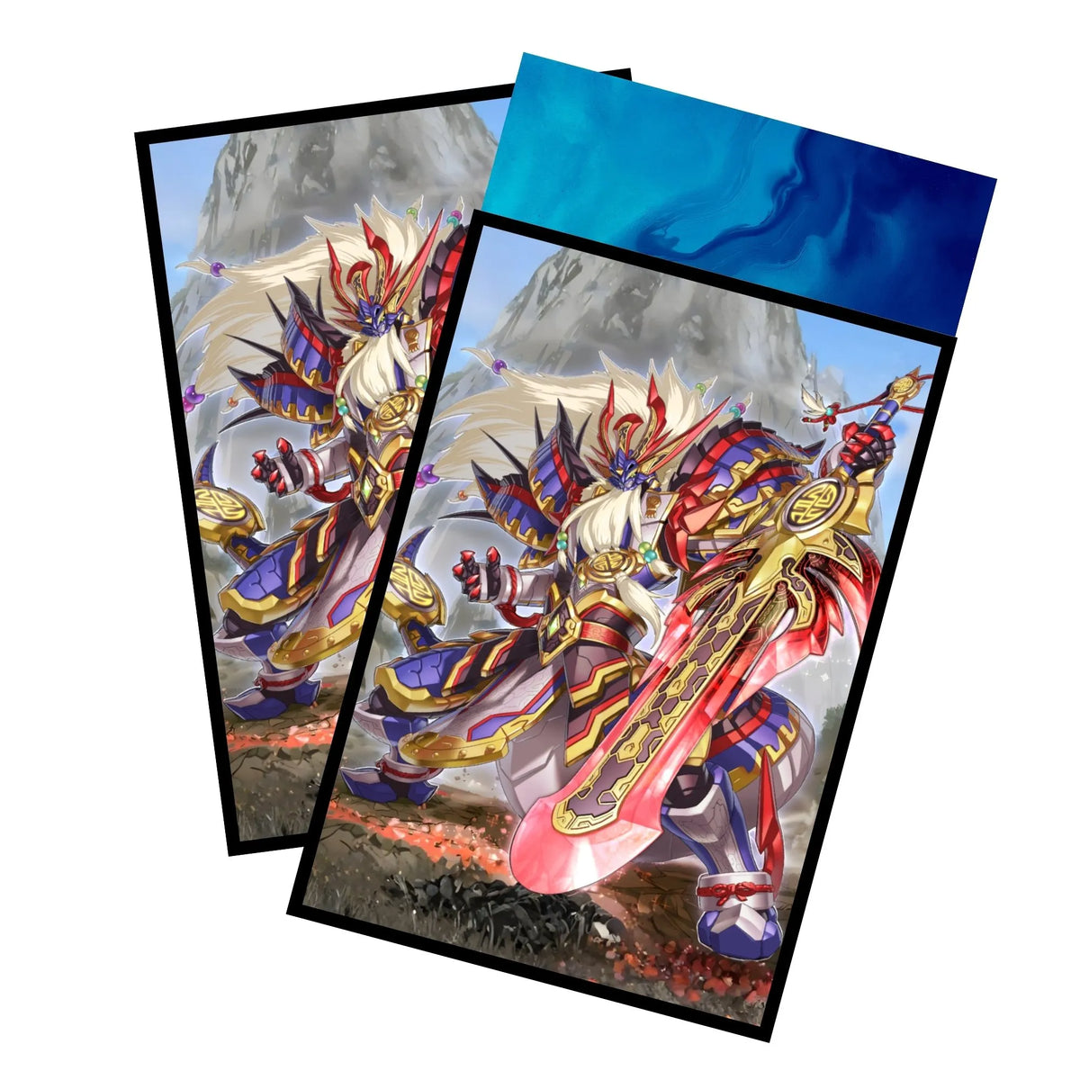 Enhance your cards with our elegant black border card sleeves, featuring a sleek, sophisticated design for a bold, modern aesthetic. From LDB Duel. Perfect for showcasing your collection, these sleeves are printed with our exclusive Swordsoul Supreme Sovereign - Chengying design. Swordsoul-yugioh-card-protection-standard-japanese-dragon-shield-LDB-Duel-black