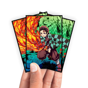 Enhance your cards with our elegant black border card sleeves, featuring a sleek, sophisticated design for a bold, modern aesthetic. From LDB Duel. Perfect for showcasing your collection, these sleeves are printed with our exclusive Tanjiro Kamado design. Demon-Slayer-yugioh-mtg-pokemon-card-protection-standard-japanese-dragon-shield-LDB-Duel-black