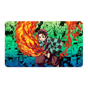 Transform your dueling experience with LDB Duel featuring our exclusive art Tanjiro Kamado playmat! Featuring a soft cloth top for smooth card movement and a durable rubber back for a secure grip, this 24x14 inch mat is machine washable and safe for cards and sleeves. Nichirin-Katana-yugioh-mtg-pokemon-custom-artwork-premium-durable-rubber-ldb-duel
