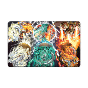 Transform your dueling experience with our exclusive art Tenpai Dragons Archetype playmat from LDB Duel! Featuring a soft cloth top for smooth card movement and a durable rubber back for a secure grip, this 24x14 inch mat is machine washable and safe for cards and sleeves. Genroku-yugioh-mtg-pokemon-custom-artwork-premium-durable-rubber-ldb-duel