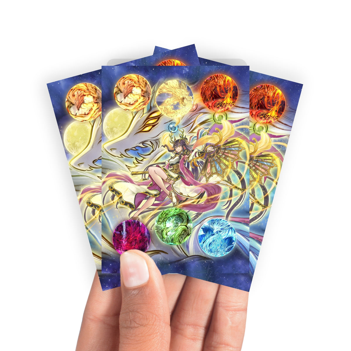 Keep your cards safe and stylish with our borderless card sleeves. Designed edge-to-edge to showcase your artwork, they offer a sleek, modern aesthetic. From LDB Duel, printed with the exclusive Tenyi Spirit Archetype design for a fresh, premium feel.Tenyi-Spirit-yugioh-mtg-pokemon-card-protection-standard-japanese-dragon-shield-LDB-Duel-borderless