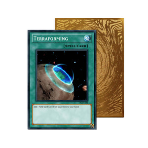 Level up your game with our custom-printed metal orica cards, featuring exclusive Terraforming artwork in gold metal. Durable, scratch-resistant, and embossed with the iconic Yu-Gi-Oh! card back, these slim orica cards fit perfectly in card sleeves. Planet-Pathfinder-yugioh-mtg-pokemon-metal-card-embossed-design-custom-artwork-duel-accessories-ldb-duel