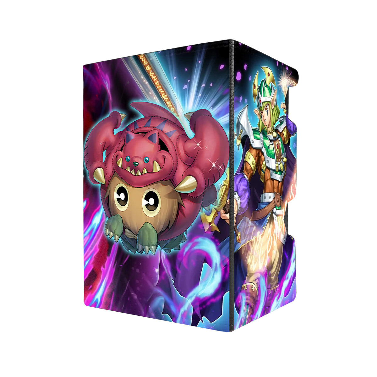 Here's another quality black deck box from LDB Duel featuring our exclusive The Chaos Trinity art. Fits all types of trading card games, including Pokémon, Yu-Gi-Oh! and Magic The Gathering. The perfect card holder for the TCG player safely holds up to 100 double-sleeved cards. EVEN in extra thick sleeves. Comes with a pull-out dice tray. Chaos-Origins-yugioh-tcg-accessories-card-storage-LDB-Duel