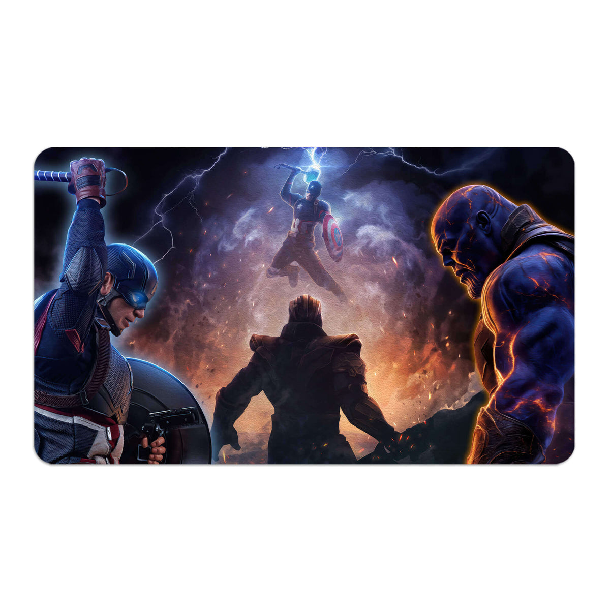 Transform your dueling experience with LDB Duel featuring our exclusive art The Endgame playmat! Featuring a soft cloth top for smooth card movement and a durable rubber back for a secure grip, this 24x14 inch mat is machine washable and safe for cards and sleeves. Infinity-stone-mtg-custom-artwork-premium-durable-rubber-ldb-duel