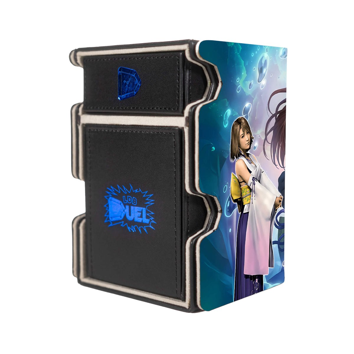 Here is the Right View of the Together Forever Mach 3 Black Deck Box. Yuna-mtg-deck-tray-dice-tray-LDB-Duel