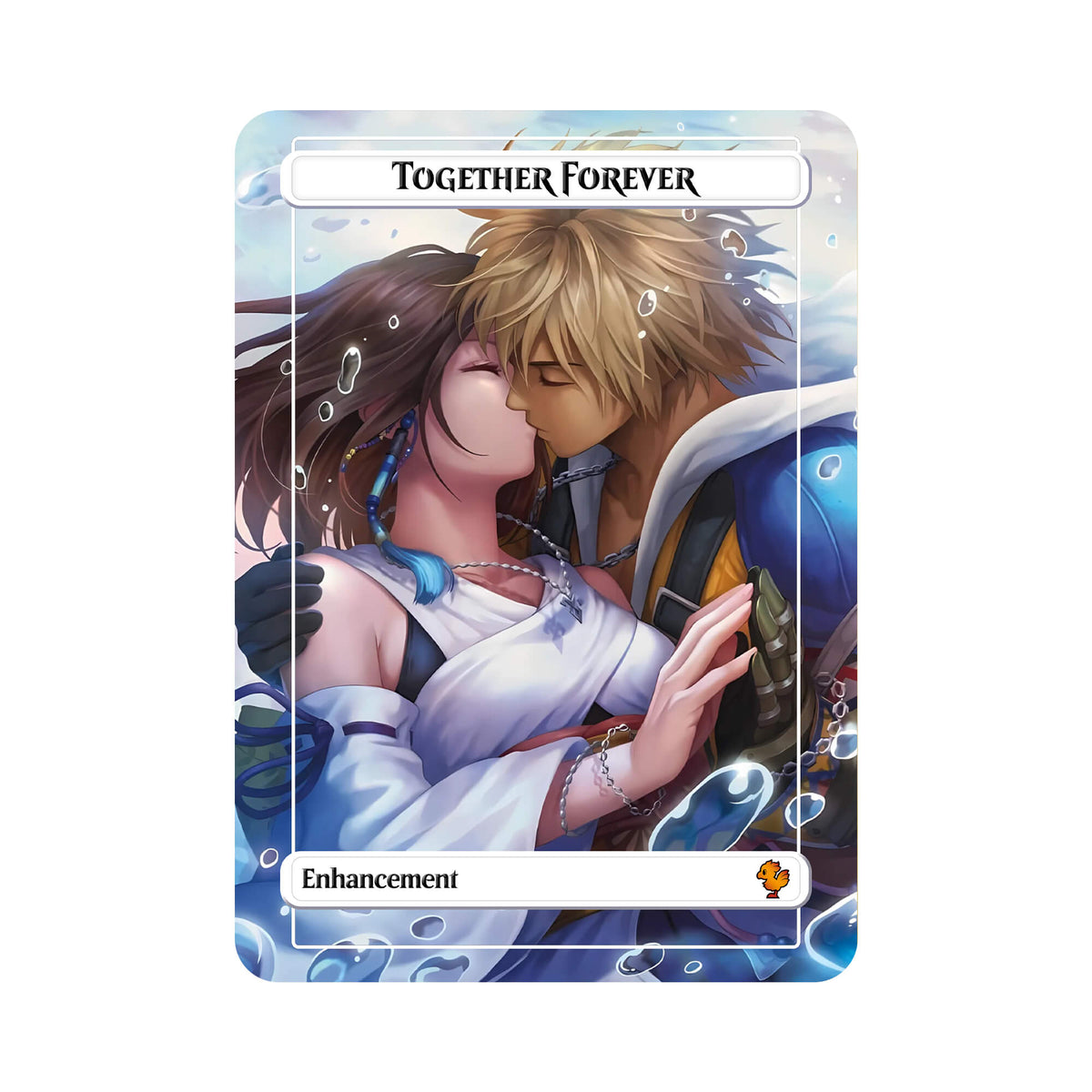 Level up your game with our custom-printed metal orica card, featuring exclusive Together Forever artwork in gold metal. Durable, scratch-resistant, and embossed with the iconic Yu-Gi-Oh! card back, these slim field centers fit perfectly in card sleeves. Floral-Fallal-mtg-yugioh-pokemon-metal-card-embossed-design-custom-artwork-duel-accessories-ldb-duel