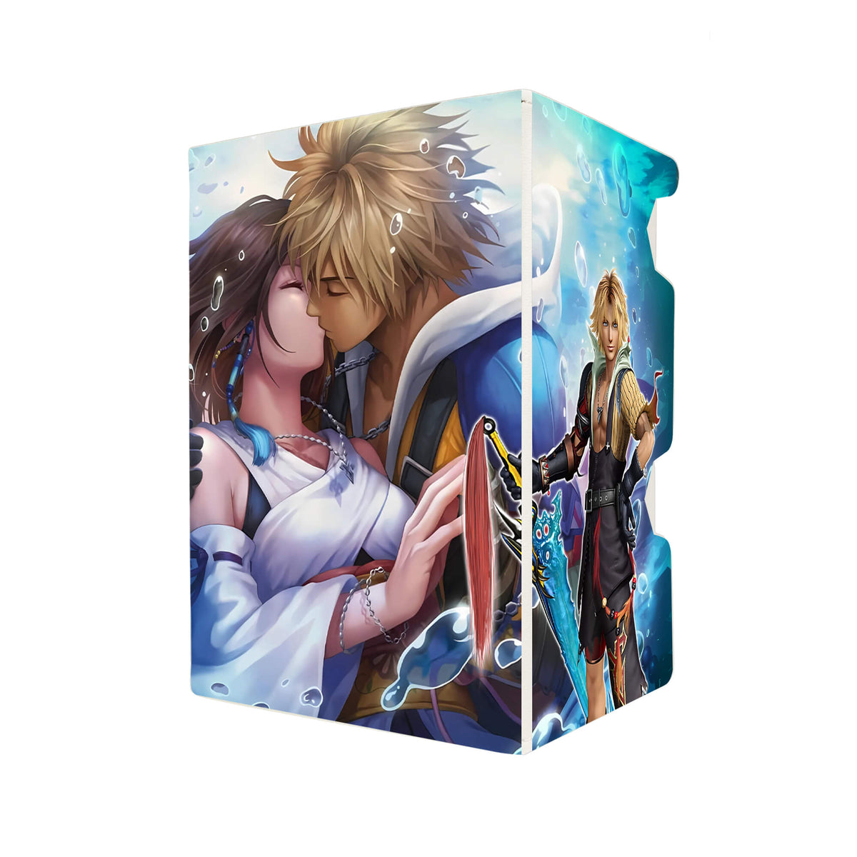 Here's another quality white deck box from LDB Duel featuring our exclusive Together Forever art. Fits all types of trading card games, including Pokémon, Yu-Gi-Oh! and Magic The Gathering. The perfect card holder for the TCG player safely holds up to 100 double-sleeved cards. EVEN in extra thick sleeves. Comes with a pull-out dice tray. Yuna-magic-ygo-digimon-card_protector-gaming-accesories-LDB-Duel