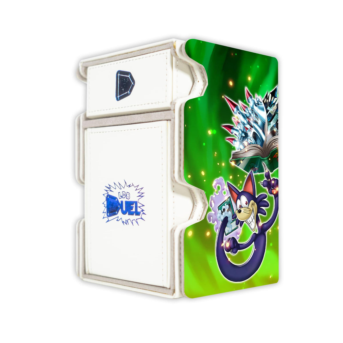Here is the Right View of the Toon Archetype Mach 3 White Deck Box. Toon-Rollback-yugioh-deck-tray-dice-tray-LDB-Duel