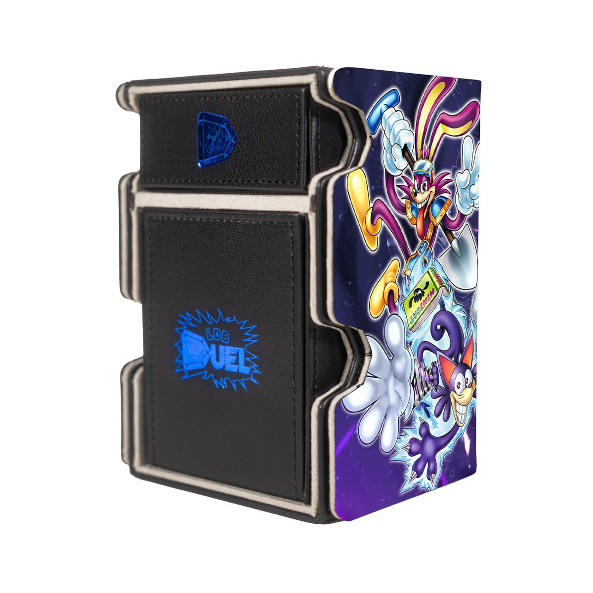 Here is the Right View of the Toon Monster Mach 3 Black Deck Box. Toon-Kingdom-yugioh-deck-tray-dice-tray-LDB-Duel