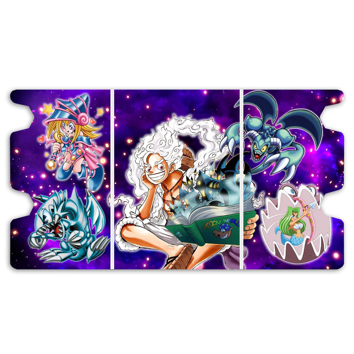 Here is the Full Lid Design of the Toon Sun God Nika Mach 3 White Deck Box. Gear-5-anime-custom-deck-portable-collector-LDB-Duel