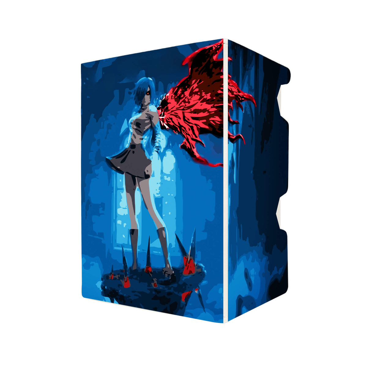 Here's another quality white deck box from LDB Duel featuring our exclusive Touka Kirishima art. Fits all types of trading card games, including Pokémon, Yu-Gi-Oh! and Magic The Gathering. The perfect card holder for the TCG player safely holds up to 100 double-sleeved cards. EVEN in extra thick sleeves. Comes with a pull-out dice tray. Tokyo-Ghoul-anime-tcg-accessories-card-storage-LDB-Duel