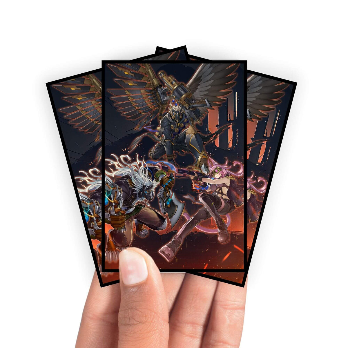 Enhance your cards with our elegant black border card sleeves, featuring a sleek, sophisticated design for a bold, modern aesthetic. From LDB Duel. Perfect for showcasing your collection, these sleeves are printed with our exclusive Tri-Brigade Archetype design. Tri-Brigade-yugioh-mtg-pokemon-card-protection-standard-japanese-dragon-shield-LDB-Duel-black