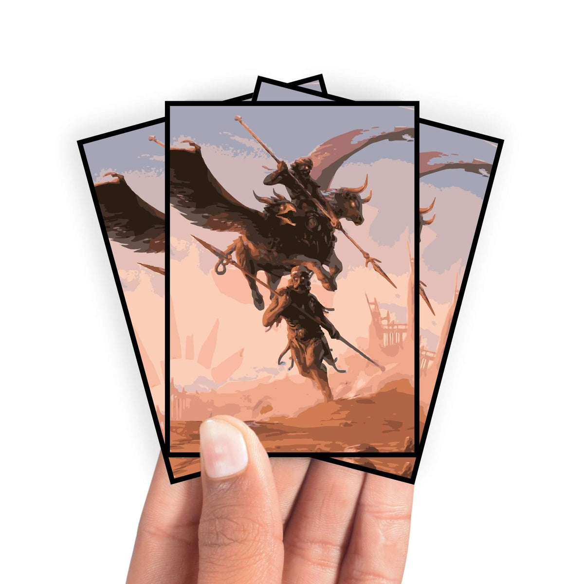 Enhance your cards with our elegant black border card sleeves, featuring a sleek, sophisticated design for a bold, modern aesthetic. From LDB Duel. Perfect for showcasing your collection, these sleeves are printed with our exclusive Triplicate Titan design. Golem-mtg-card-protection-standard-japanese-dragon-shield-LDB-Duel-black