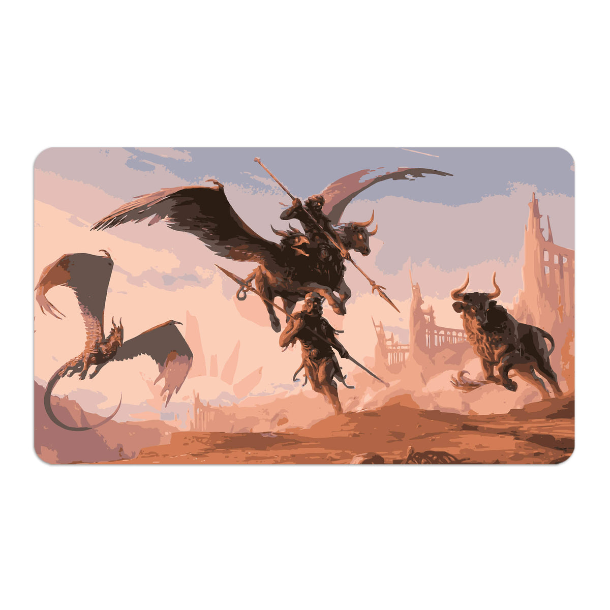 Transform your dueling experience with LDB Duel featuring our exclusive art Triplicate Titan playmat! Featuring a soft cloth top for smooth card movement and a durable rubber back for a secure grip, this 24x14 inch mat is machine washable and safe for cards and sleeves. Golem-mtg-custom-artwork-premium-durable-rubber-ldb-duel