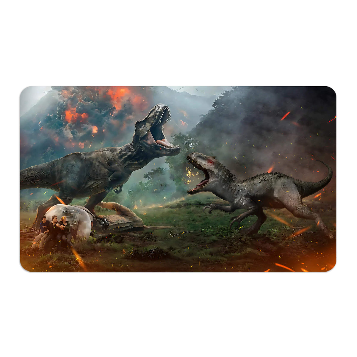 Transform your dueling experience with LDB Duel featuring our exclusive art Utahraptors playmat! Featuring a soft cloth top for smooth card movement and a durable rubber back for a secure grip, this 24x14 inch mat is machine washable and safe for cards and sleeves. Dilophosaurus-mtg-yugioh-pokemon-custom-artwork-premium-durable-rubber-ldb-duel