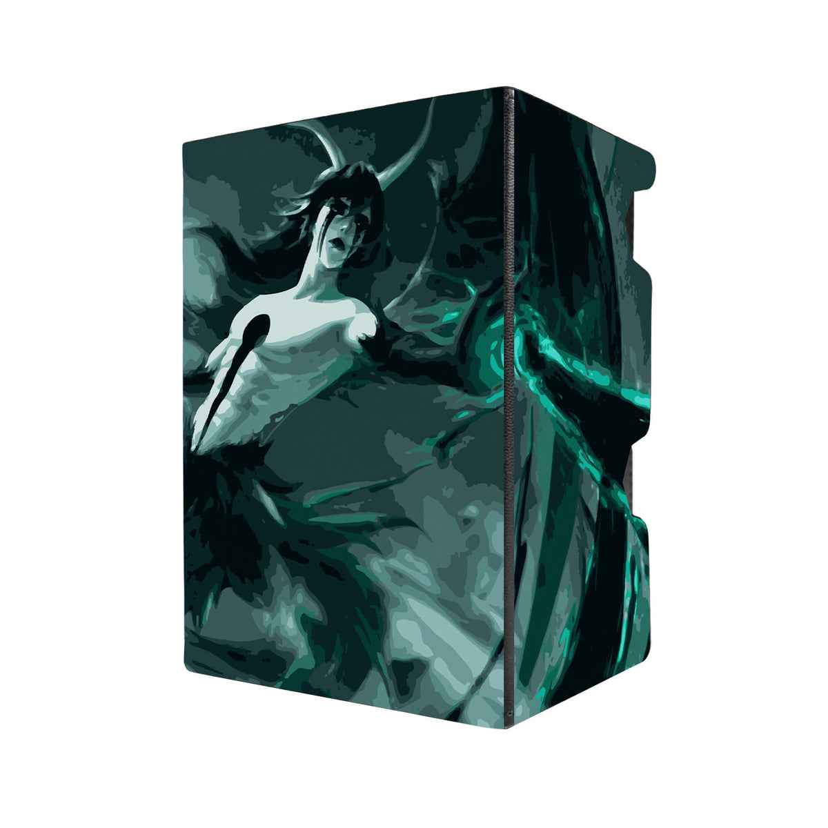 Here's another quality black deck box from LDB Duel featuring our exclusive Ulquiorra Cifer art. Fits all types of trading card games, including Pokémon, Yu-Gi-Oh! and Magic The Gathering. The perfect card holder for the TCG player safely holds up to 100 double-sleeved cards. EVEN in extra thick sleeves. Comes with a pull-out dice tray. Bleach-anime-tcg-accessories-card-storage-LDB-Duel