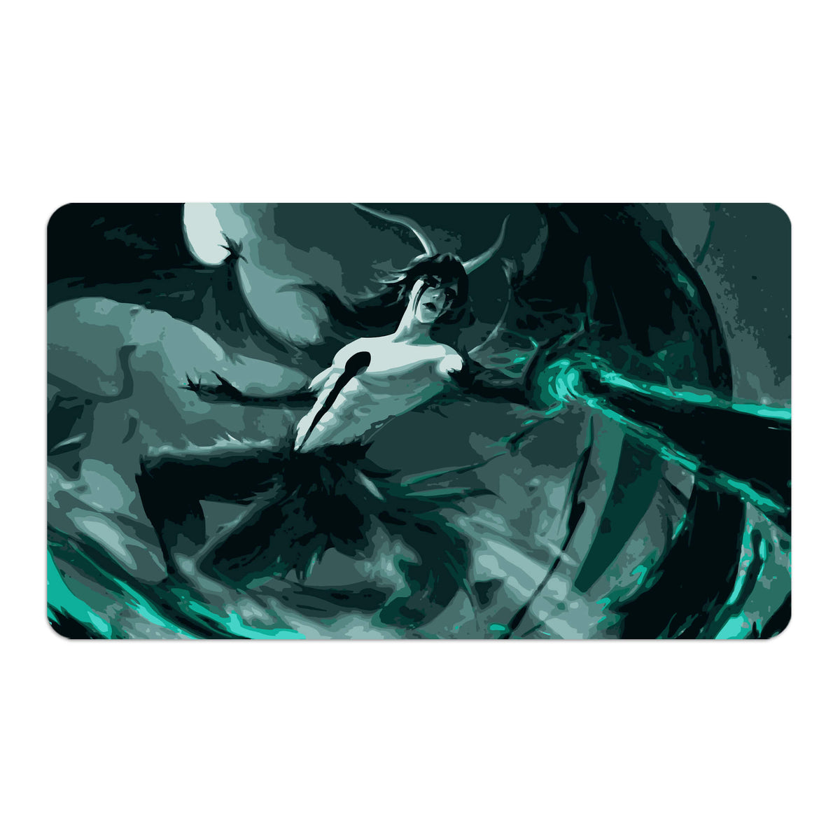 Transform your dueling experience with LDB Duel featuring our exclusive art Ulquiorra Cifer playmat! Featuring a soft cloth top for smooth card movement and a durable rubber back for a secure grip, this 24x14 inch mat is machine washable and safe for cards and sleeves. Bleach-anime-custom-artwork-premium-durable-rubber-ldb-duel
