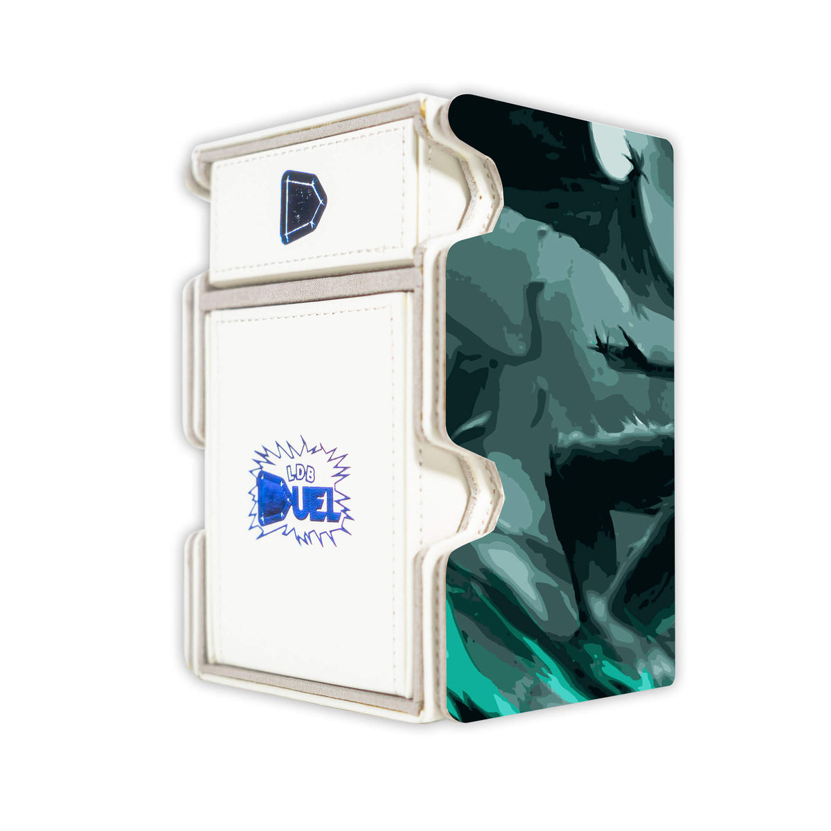 Here is the Right View of the Ulquiorra Cifer Mach 3 White Deck Box. Arrancar-anime-deck-tray-dice-tray-LDB-Duel
