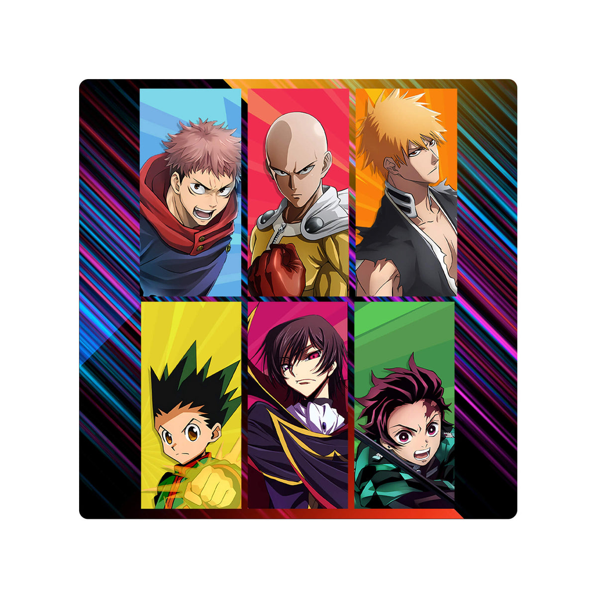 Upgrade your dueling game with LDB Duel featuring our exclusive Union Arena double mat! Designed with a premium cloth surface for effortless card handling and a sturdy rubber base for maximum stability, this 24x24-inch mat offers both style and practicality. It's card and sleeve-friendly, plus machine washable for easy upkeep! Aizen-yugioh-mtg-pokemon-custom-artwork-premium-durable-rubber-ldb-duel