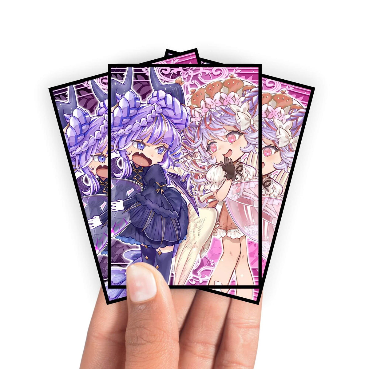 Enhance your cards with our elegant black border card sleeves, featuring a sleek, sophisticated design for a bold, modern aesthetic. From LDB Duel. Perfect for showcasing your collection, these sleeves are printed with our exclusive Vaalmonica Disarmonia design. Varar-yugioh-mtg-pokemon-card-protection-standard-japanese-dragon-shield-LDB-Duel-black