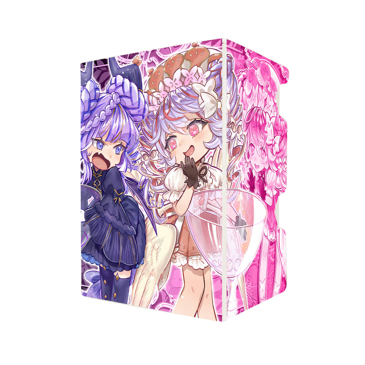 Here's another quality white deck box from LDB Duel featuring our exclusive Vaalmonica Disarmonia art. Fits all types of trading card games, including Pokémon, Yu-Gi-Oh! and Magic The Gathering. The perfect card holder for the TCG player safely holds up to 100 double-sleeved cards. EVEN in extra thick sleeves. Comes with a pull-out dice tray. Dimonno-ygo-magic-digimon-card-protector-gaming-accesories-LDB-Duel