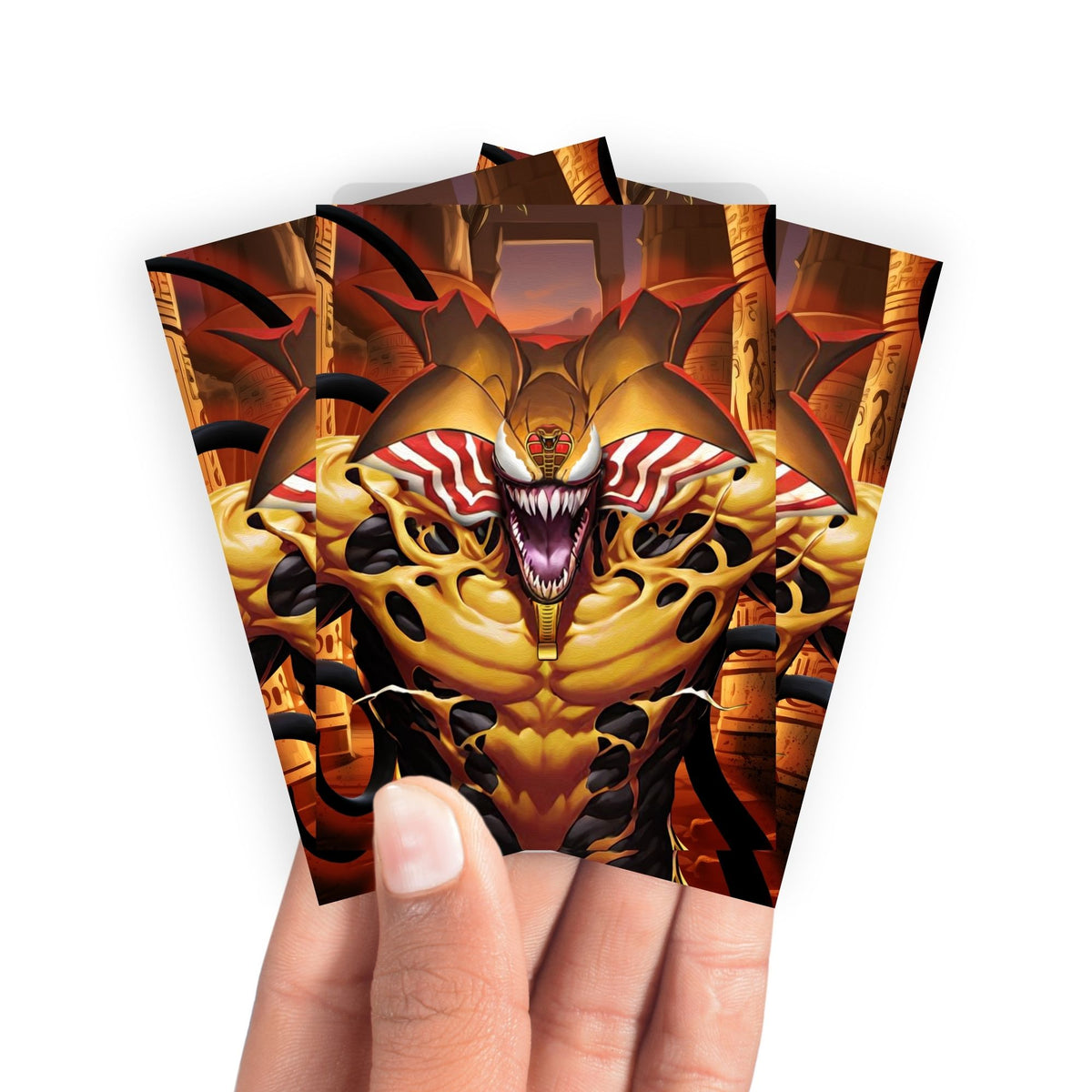 Keep your cards safe and stylish with our borderless card sleeves. Designed edge-to-edge to showcase your artwork, they offer a sleek, modern aesthetic. From LDB Duel, printed with the exclusive Venomized Exodia design for a fresh, premium feel.Exodia-yugioh-mtg-pokemon-card-protection-standard-japanese-dragon-shield-LDB-Duel-borderless