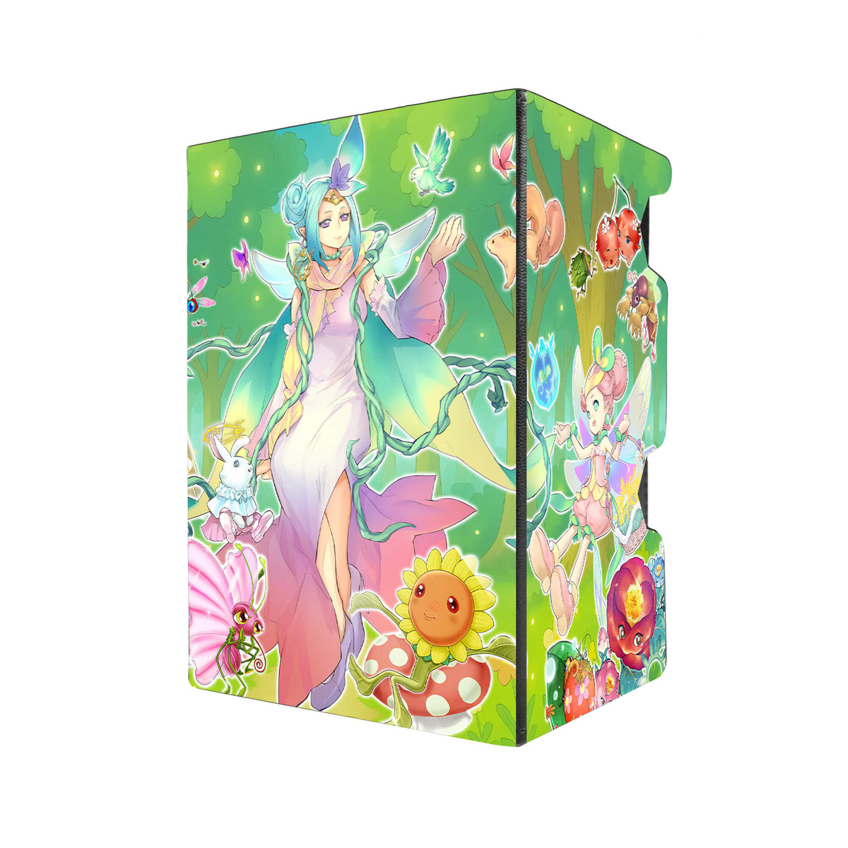 Here's another quality black deck box from LDB Duel featuring our exclusive Vernusylph Archetype art. Fits all types of trading card games, including Pokémon, Yu-Gi-Oh! and Magic The Gathering. The perfect card holder for the TCG player safely holds up to 100 double-sleeved cards. EVEN in extra thick sleeves. Comes with a pull-out dice tray. Corolla-yugioh-tcg-accessories-card-storage-LDB-Duel