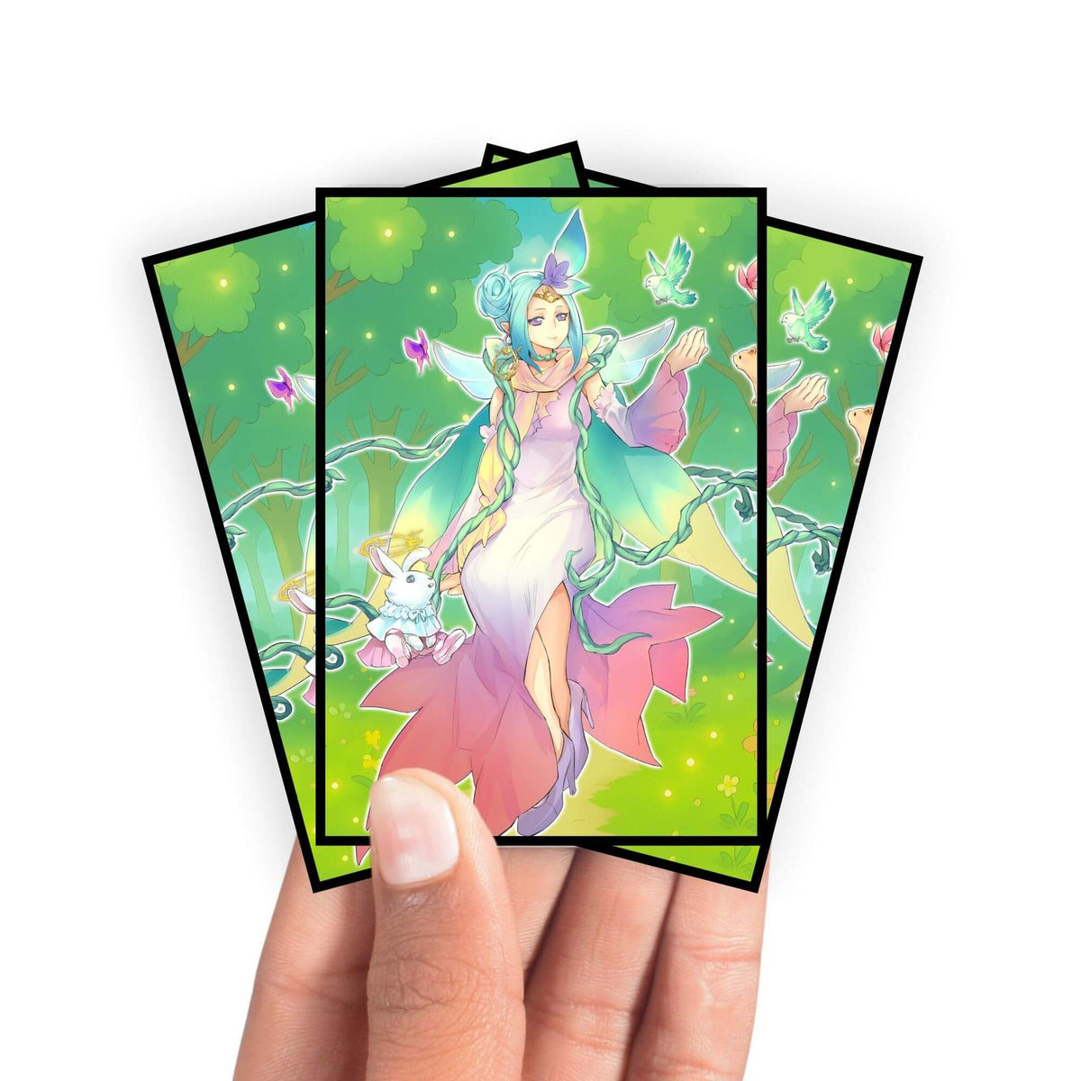 Enhance your cards with our elegant black border card sleeves, featuring a sleek, sophisticated design for a bold, modern aesthetic. From LDB Duel. Perfect for showcasing your collection, these sleeves are printed with our exclusive Vernusylph Archetype design. Vera-yugioh-mtg-pokemon-card-protection-standard-japanese-dragon-shield-LDB-Duel-black