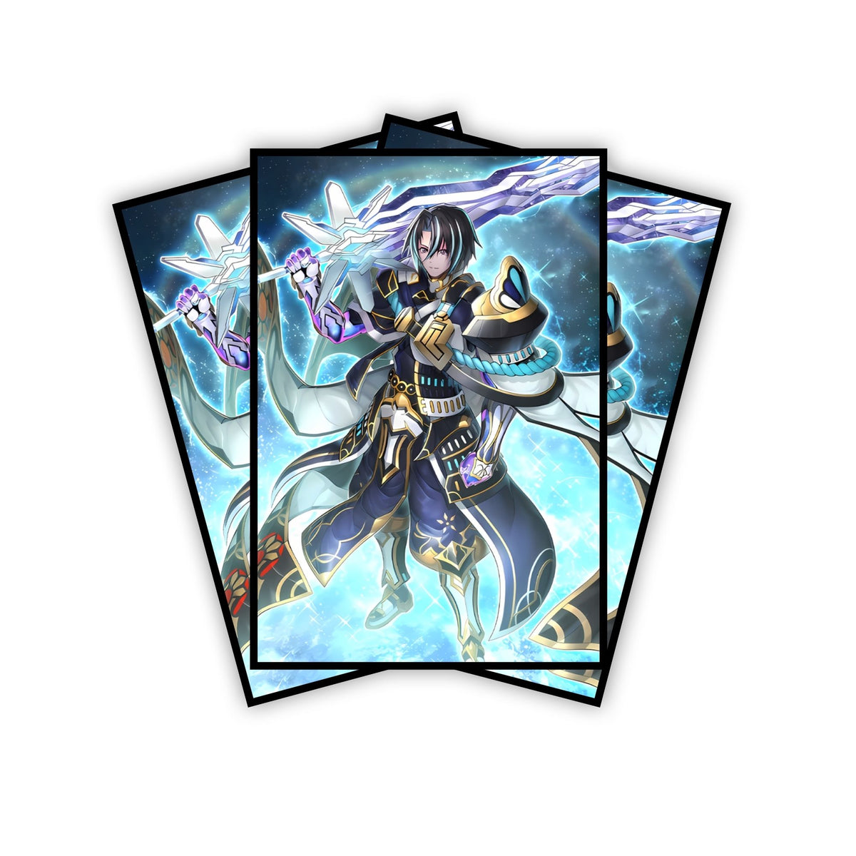 Enhance your cards with our elegant black border card sleeves, featuring a sleek, sophisticated design for a bold, modern aesthetic. From LDB Duel. Perfect for showcasing your collection, these sleeves are printed with our exclusive Visas Armitara design. Visas-yugioh-mtg-pokemon-card-protection-standard-japanese-dragon-shield-LDB-Duel-black