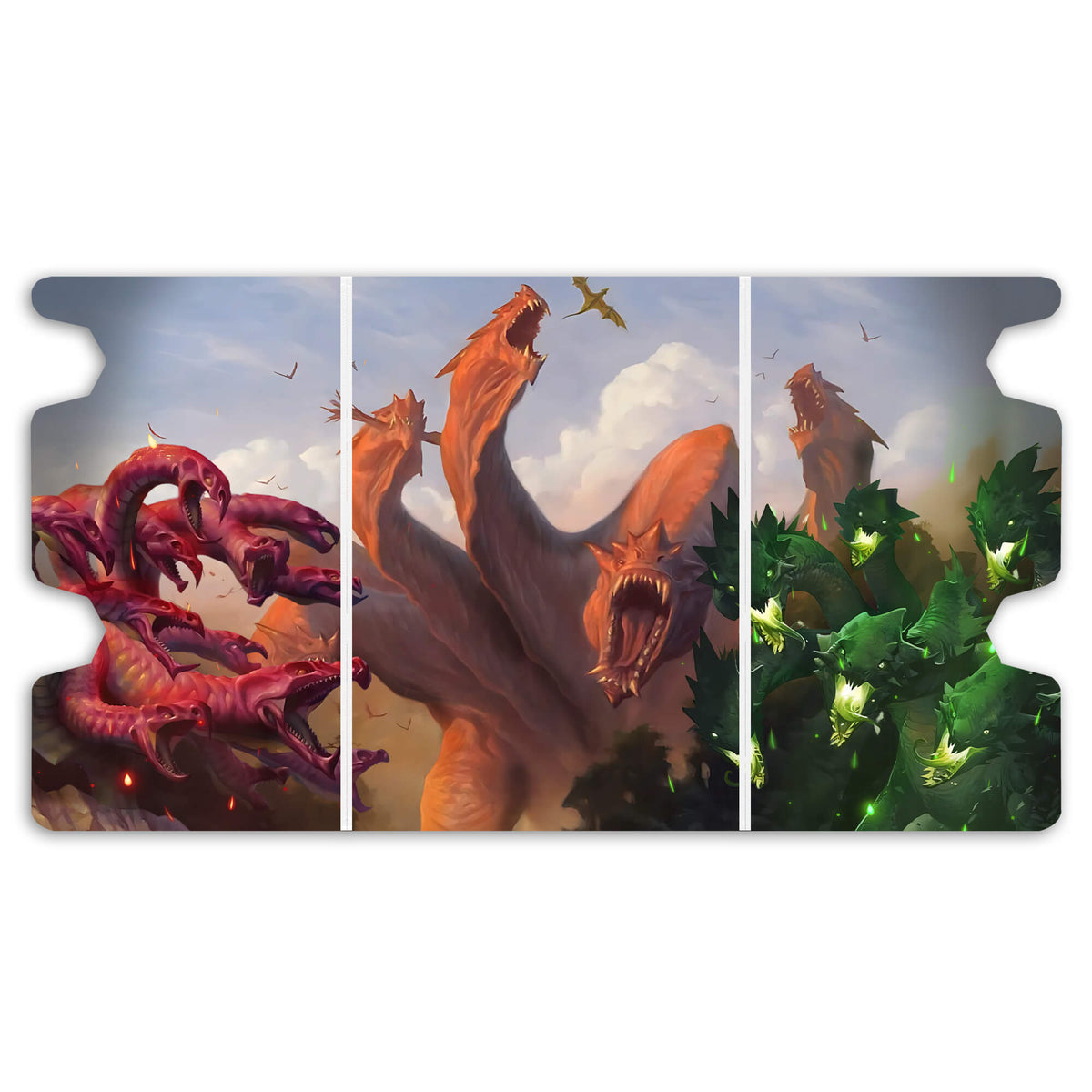 Here is the Full Lid Design of the Mistcutter Hydra - Kalonian Hydra - Voracious Hydra Mach 3 White Deck Box. Core-Set-mtg-custom-deck-portable-collector-LDB-Duel