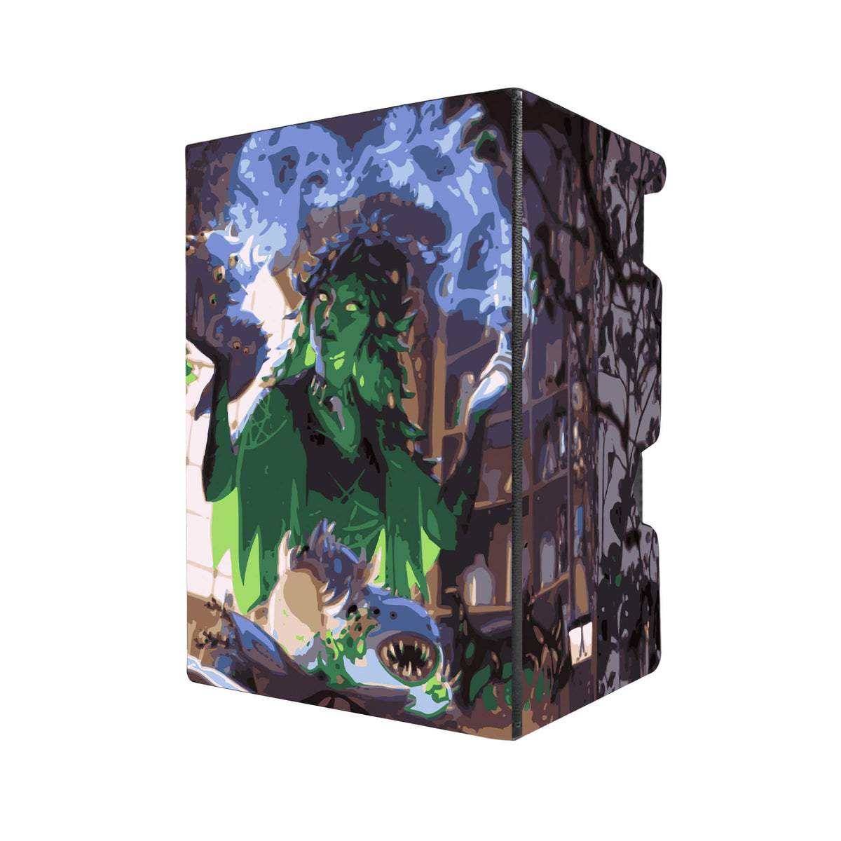 Here's another quality black deck box from LDB Duel featuring our exclusive Witherbloom Pestilence art. Fits all types of trading card games, including Pokémon, Yu-Gi-Oh! and Magic The Gathering. The perfect card holder for the TCG player safely holds up to 100 double-sleeved cards. EVEN in extra thick sleeves. Comes with a pull-out dice tray. Dina-mtg-tcg-accessories-card-storage-LDB-Duel