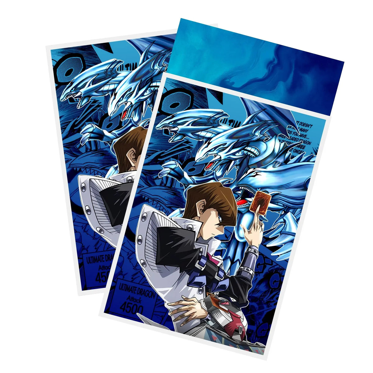 Protect and enhance your cards with our clean and crisp white border card sleeves. Featuring a minimalist design that complements any artwork, these sleeves offer a bright, timeless look. From LDB Duel. Printed with our exclusive Blue-Eyes Dragon Kaiba design for a fresh and premium finish. Blue-Eyes-yugioh-card-protection-standard-japanese-dragon-shield-LDB-Duel-white
