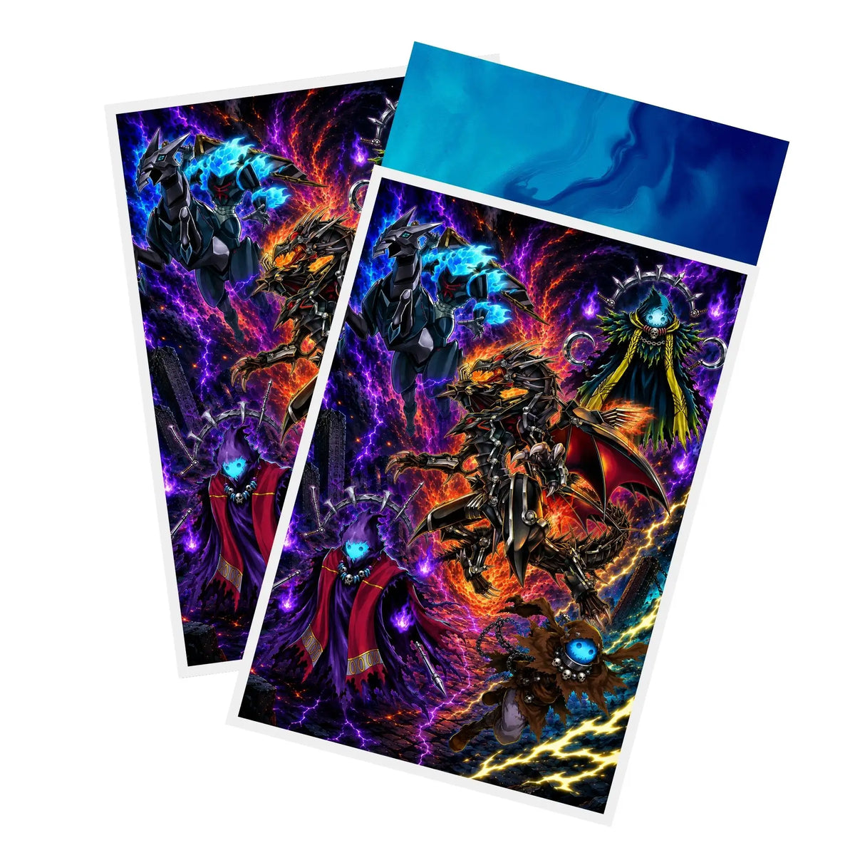 Protect and enhance your cards with our clean and crisp white border card sleeves. Featuring a minimalist design that complements any artwork, these sleeves offer a bright, timeless look. From LDB Duel. Printed with our exclusive Red-Eyes and Phantom Knights design for a fresh and premium finish. Phantom-Knights-yugioh-card-protection-standard-japanese-dragon-shield-LDB-Duel-white