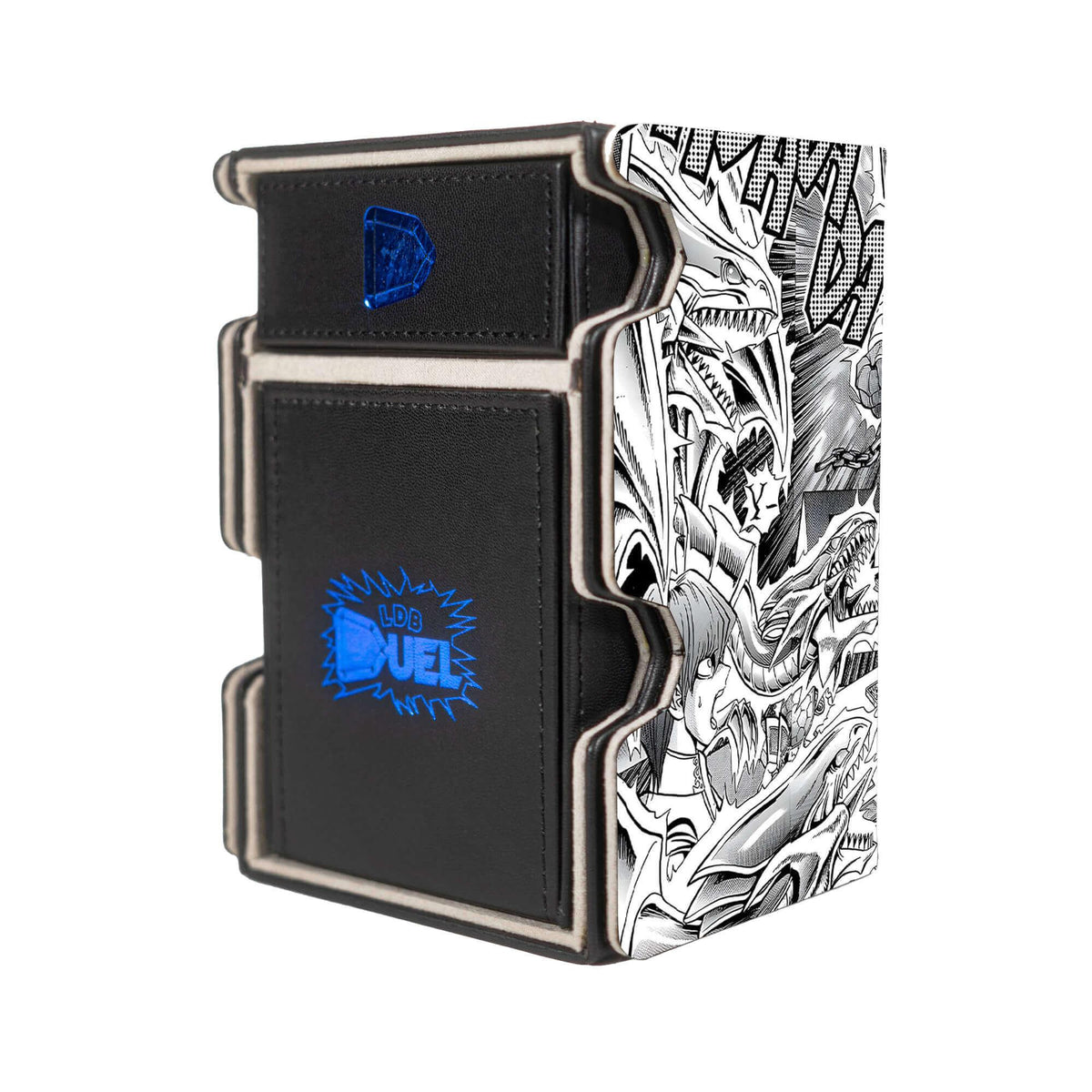 Here is the Right View of the Yami Yugi VS Seto Kaiba Mach 3 Black Deck Box. Game-King-yugioh-deck-tray-dice-tray-LDB-Duel